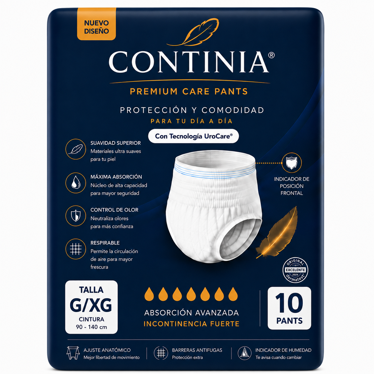Continia Premium Pants G/XG x 10. Incontinencia Fuerte